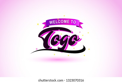 Togo Welcome to Creative Text Handwritten Font with Purple Pink Colors Design Vector Illustration.