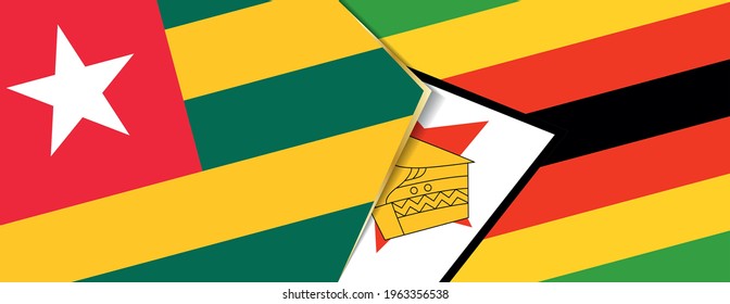 Banderas de Togo y Zimbabue, dos banderas vectoriales símbolo de relación o enfrentamiento.