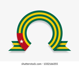 Togolese flag rounded ribbon abstract background. Vector illustration.