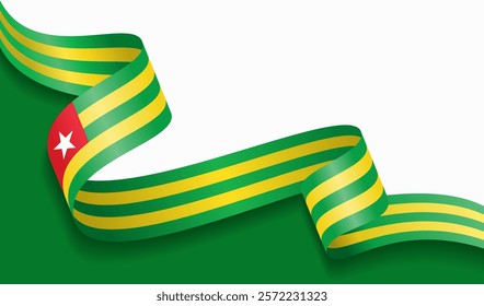 Togolese flag wavy abstract background. Vector illustration.
