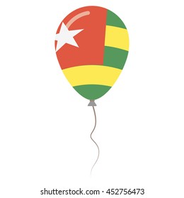 Togolese Republic national colors isolated baloon on white background. Independence day patriotic poster. Flat style flag balloon. National day vector illustration.