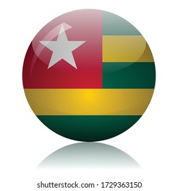 Ilustración vectorial del botón de vidrio de la bandera de Togo