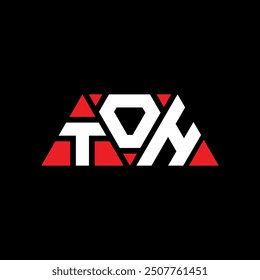 Diseño del logotipo de la letra del triángulo de TOH con la forma del triángulo. Monograma del diseño del logotipo del triángulo de TOH. PLANTILLA del logotipo del Vector del triángulo de TOH con color rojo. Logotipo triangular de TOH Diseño simple, elegante y lujoso.