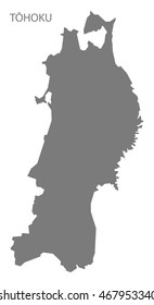 Tohoku Japan Map in grey