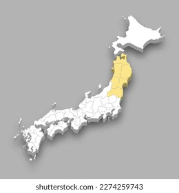 Tohoku region location within Japan 3d isometric map