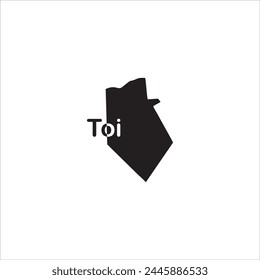 Toi Niue map and black lettering design on white background