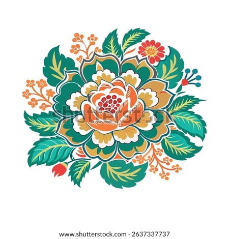 Toile de Jouy floral vector icon colourful  on white backround