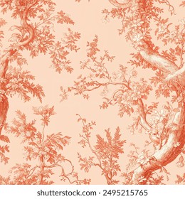 Toile De Jouy Seamless Patterns peach fuzz vector 