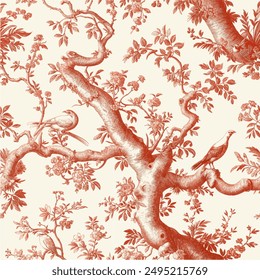 Toile De Jouy Seamless Patterns melocotón fuzz Vector 