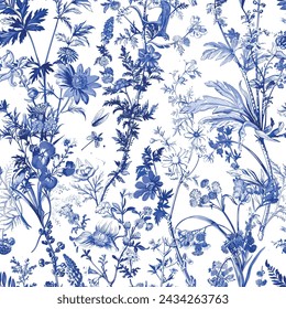 Toile De Jouy Vintage Floral Seamless Pattern Elegant Vector Graphics.22
Featuring delicate florals, wildflowers, and romantic motifs, this seamless pattern is crafted to perfection.