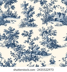 Toile De Jouy Vintage Floral Seamless Pattern Elegant Vector Graphics 04
Featuring delicate florals, wildflowers, and romantic motifs, this seamless pattern is crafted to perfection.