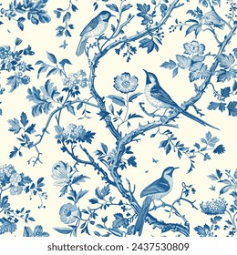 Toile De Jouy Vintage Floral Seamless Pattern Elegant Vector Graphics 15
Featuring delicate florals, wildflowers, and romantic motifs, this seamless pattern is crafted to perfection.