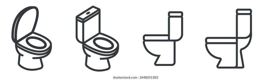 icono de inodoro 3d y plano