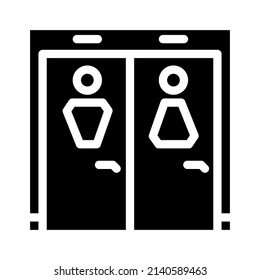 toilet airport glyph icon vector. toilet airport sign. isolated contour symbol black illustration