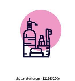Toilet, Bath things, toothpaste, tooth brush, soap vector icon