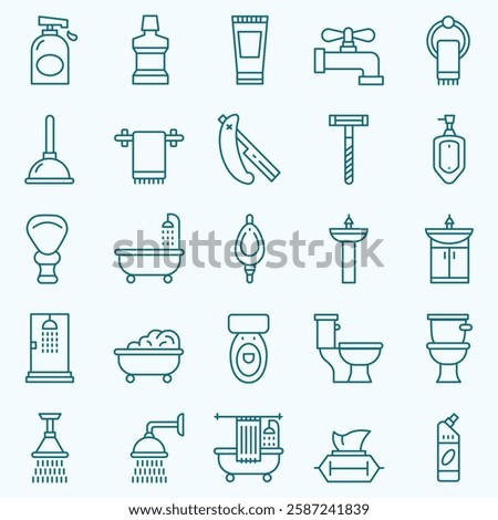 TOILET AND BATHROOM ICON SET