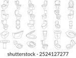Toilet bathroom icon set. Thin line art editable stroke.