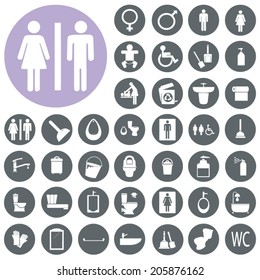 Toilet and Bathroom icons set