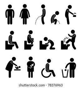 Toilet Bathroom Male Female Pregnant Handicap Public Sign Symbol Icon Pictogram