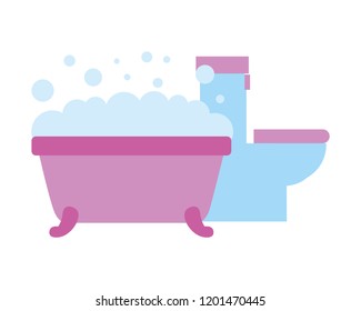 toilet and bathtub bubbles bathroom