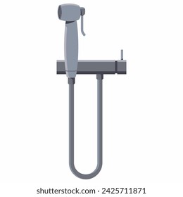 Toilet bidet faucet hygienic sprayer vector cartoon illustration isolated on a white background.