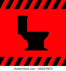 Toilet black on a red background, vector illustration for design
