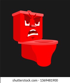 Toilet bowl angry emotion isolated. Evil lavatory Cartoon Style. toilet fierce Vector