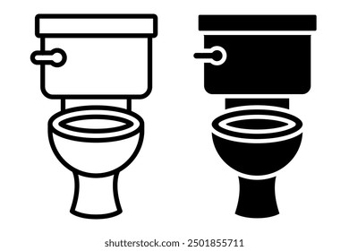 Toilet bowl black set line icons on white background.