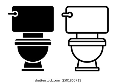 Toilet bowl black set line icons on white background.