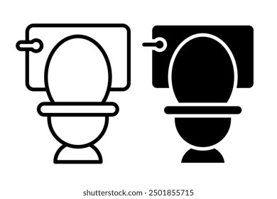 Toilet bowl black set line icons on white background.