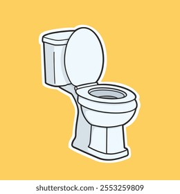 Toilet Bowl Cartoon Style Sticker Vector Cute Illustration