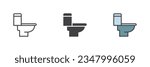 Toilet bowl different style icon set. Line, glyph and filled outline colorful version, outline and filled vector sign. Symbol, logo illustration. Vector graphics