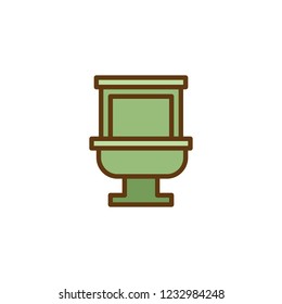 Toilet bowl filled outline icon, line vector sign, linear colorful pictogram isolated on white. Household equipment symbol, logo illustration. Pixel perfect vector graphics