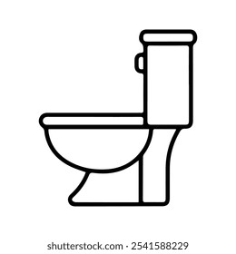 Toilet bowl icon. bathroom. Toilet symbol. Vector Illustration. Customizable thin line illustration.  Editable stroke.