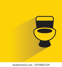 toilet bowl icon with drop shadow on yellow background