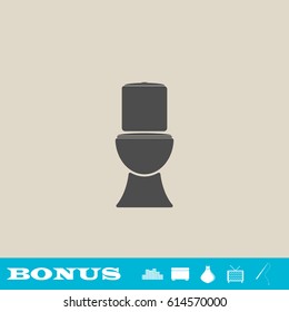 Toilet Bowl icon flat. Grey pictogram on light background. Vector illustration symbol and bonus button real estate, ottoman, vase, tv, fishing rod