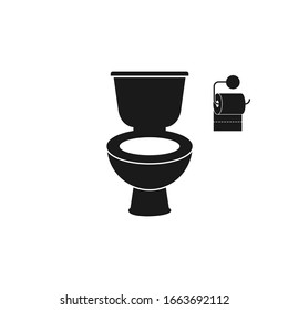 Toilet bowl icon, isolated on white vector Illustration