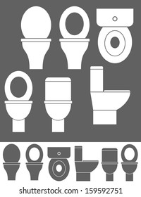 Toilet bowl. Icon set. Vector illustration