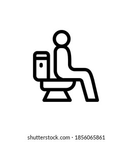 toilet bowl icon, vector, line art design, editable stroke