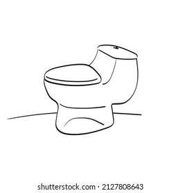Toilet bowl illustration vector hand drawn isolated on white background line art.