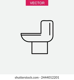 Toilet bowl line icon, flat simple illustration on white backgorund..eps