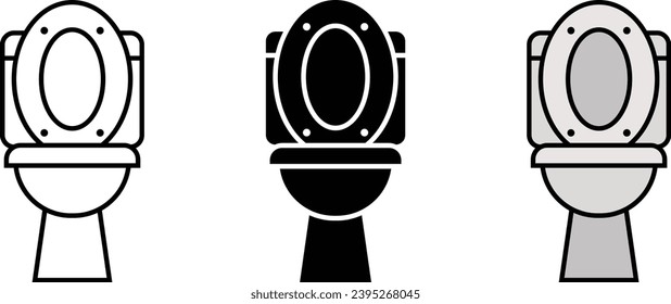 Toilet bowl lined, isolated and colored icon style pictogram isolated on white. WC symbol, logo illustration.