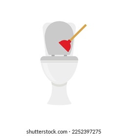 Toilet bowl and plunger. Vector illustration.