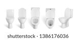 Toilet bowl. Realistic white home toilet. Vector illustration. 