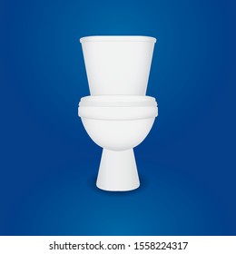 Toilet bowl. Realistic white home toilet vector illustration. Clean ceramic bathroom toilet. Part of set.