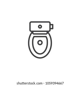 Toilet bowl with seat cover top view outline icon. linear style sign for mobile concept and web design. WC line vector icon. Symbol, logo illustration. Pixel perfect vector graphics