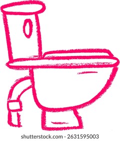 Toilet Bowl Side View Crayon Chalk Drawing Vector