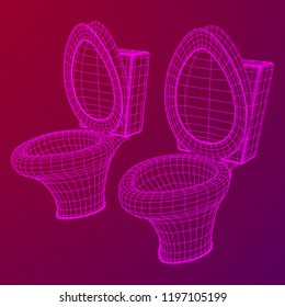 Toilet bowl wireframe low poly mesh vector illustration