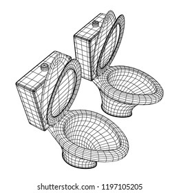 Toilet bowl wireframe low poly mesh vector illustration