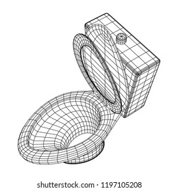 Toilet bowl wireframe low poly mesh vector illustration